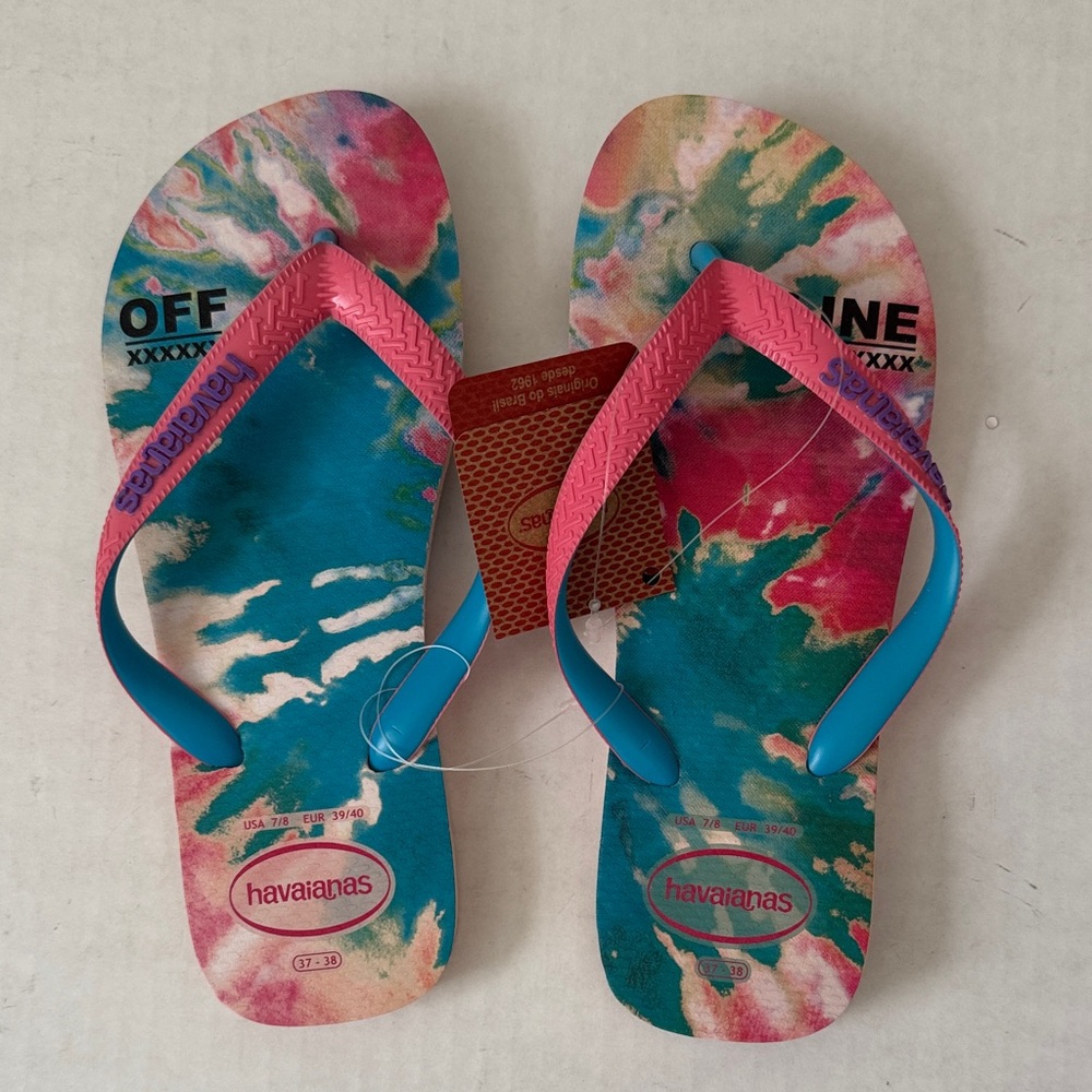 Havaianas Pink and Blue Tie-Dye Flip Flops